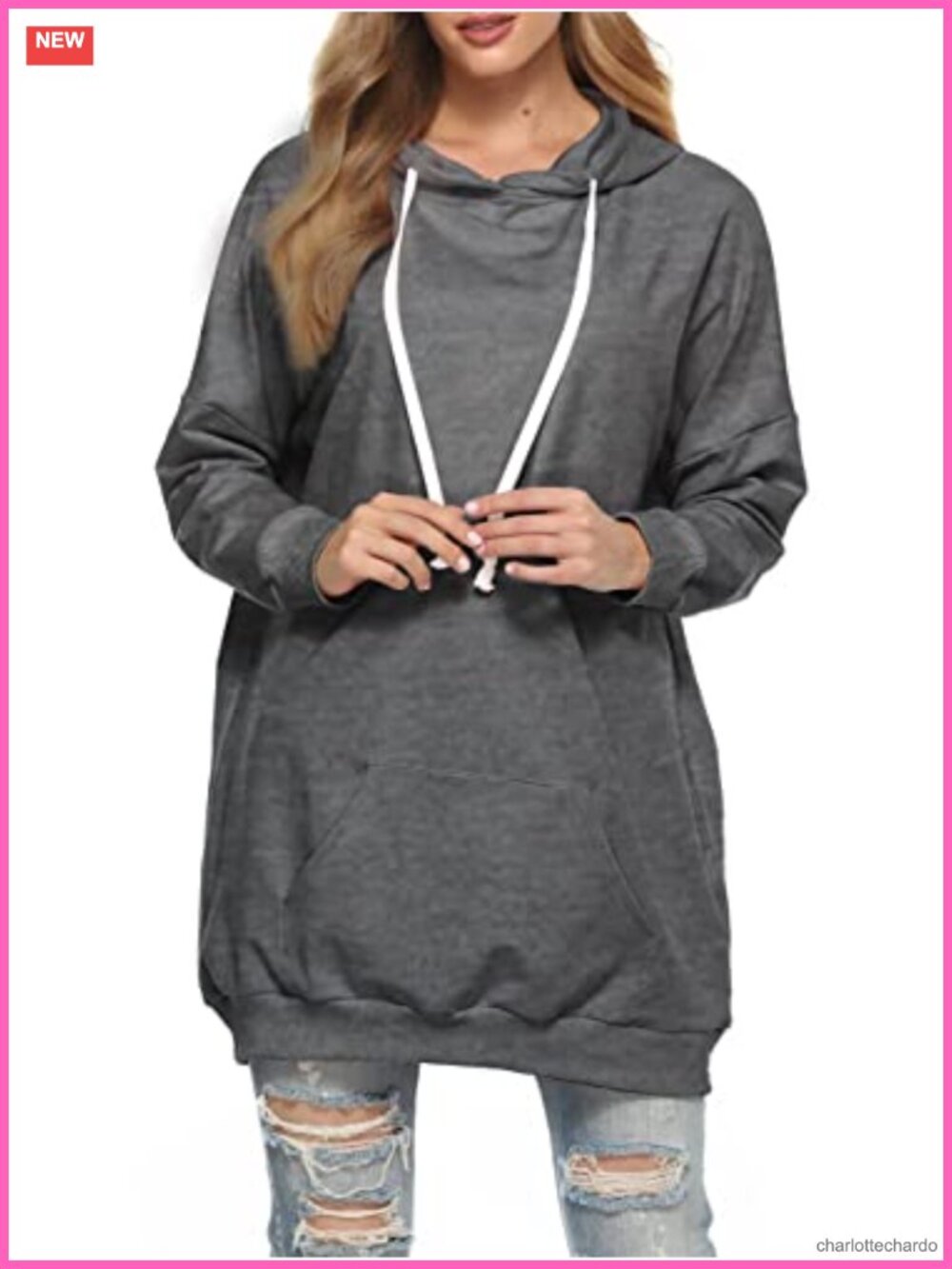 Oversized Long Hoodie Tunic Sweatshirt with Pockets